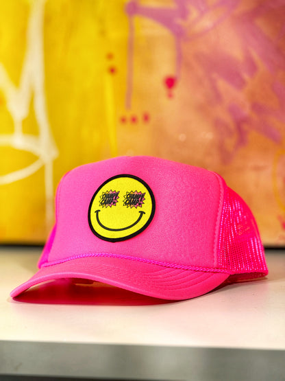Champ Camp Adults SMILEY Trucker | Neon Pink